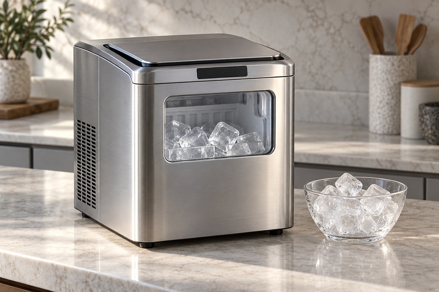 Countertop ice maker and prepared ice